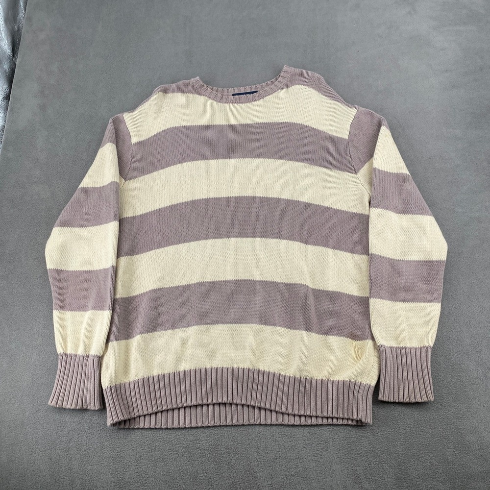 Brandy Melville Mauve Purple Cream Striped Oversized Cotton Knit Sweater OS